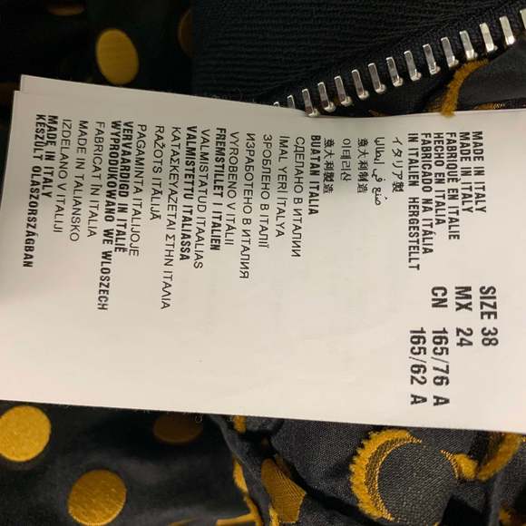 MIU MIU Black Gold Polyester Silk Polka Dot Zip Up Coat - Picture 5 of 5